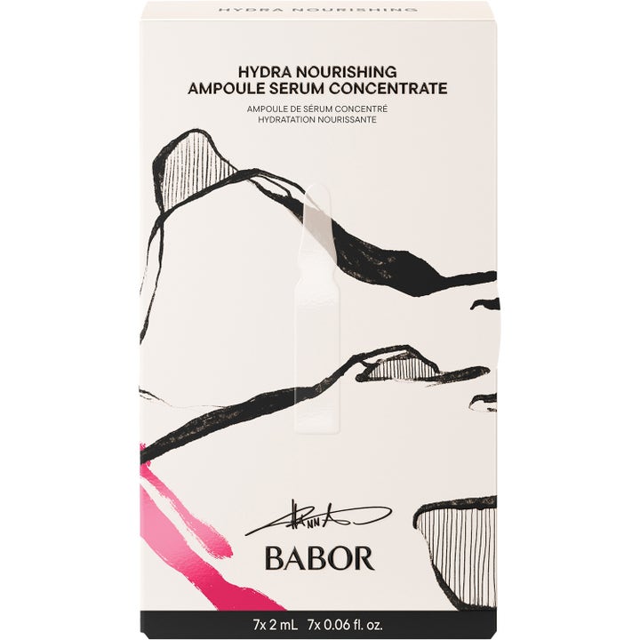 Babor Hydra Nourishing Ampoule Serum Concentrate 7x2 ml ravitseva ampulliseerumi valkoisessa taidekuvioidussa pakkauksessa