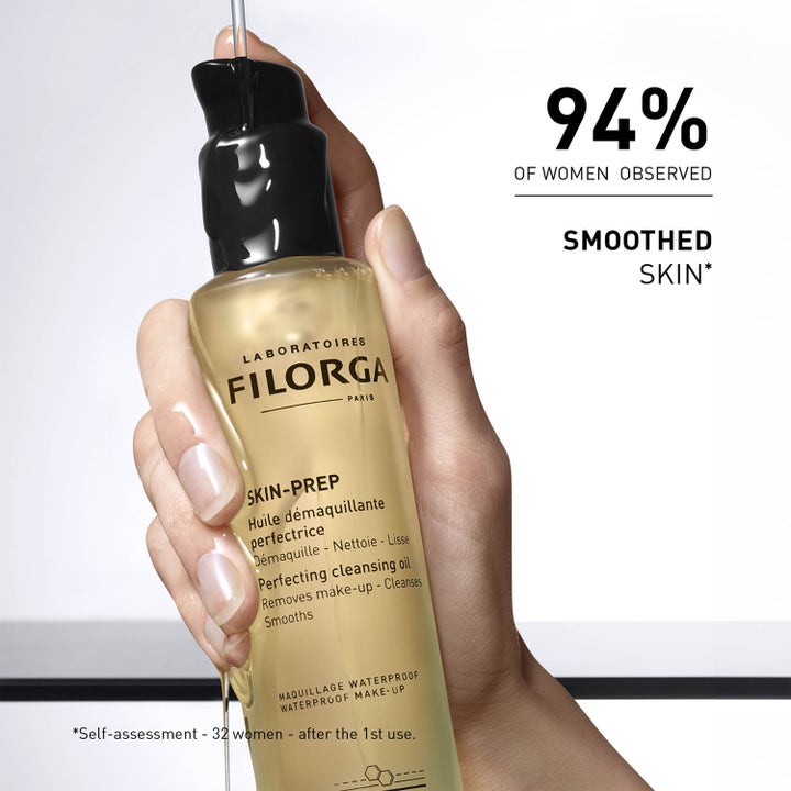 Filorga Skin-Prep Perfecting Cleansing Oil 150 ml puhdistusöljy poistaa meikin ja lupaa 94 % sileämmän ihon.