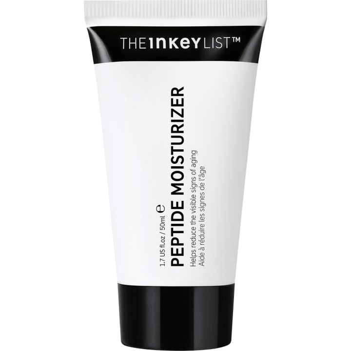 The Inkey List Peptide Moisturizer 50 ml ikääntymisen merkkejä vähentävä kasvovoide valkoisessa tuubissa mustalla korkilla