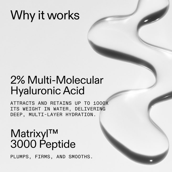 The INKEY List Hyaluronic Acid Serum 60 ml kosteuttava seerumi sisältää 2 % hyaluronihappoa ja Matrixyl 3000 -peptidiä.