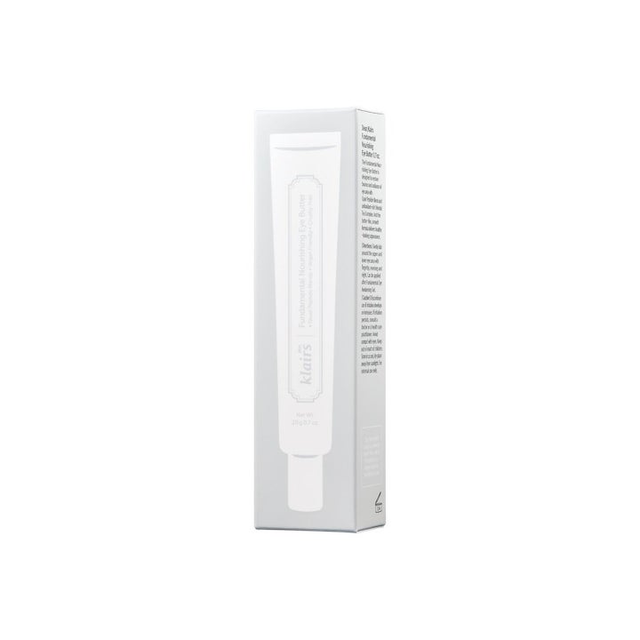 Klairs Fundamental Nourishing Eye Butter 20 g ravitseva silmänympärysvoide valkoisessa pakkauksessa tuubigrafiikalla
