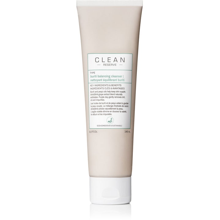 CLEAN Reserve Buriti Balancing Cleanser 146 ml tasapainottava puhdistustuote beigessä tuubissa.