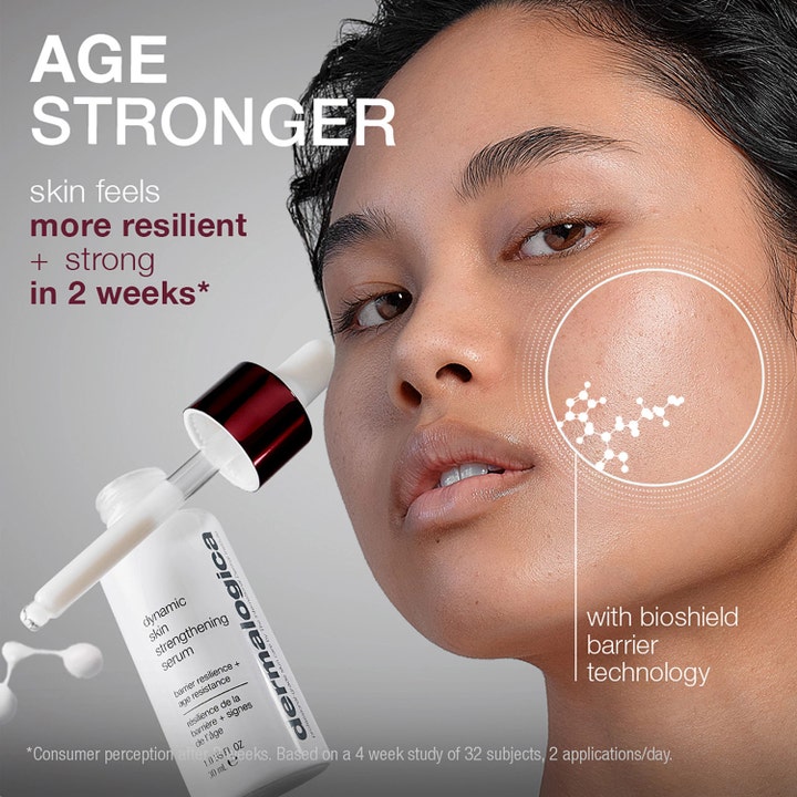 Dermalogica Dynamic Skin Strengthening Serum 30 ml vahvistava seerumi mallin kasvoilla ja bioshield-teknologia