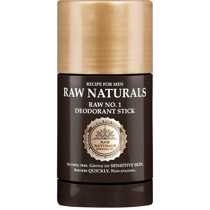 Recipe for Men Raw Naturals Raw No. 1 Deodorant Stick alkoholiton dödö herkälle iholle ruskeassa hylsyssä kultaisella korkilla