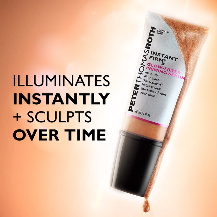 Peter Thomas Roth Instant FIRMx Glow-Filter Priming Serum 30 ml heleyttävä seerumi ja hohtava pronssinen koostumus.