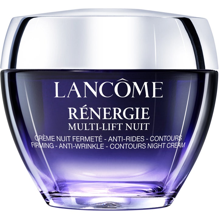 Lancôme Rénergie Multi-Lift Nuit 50 ml kiinteyttävä yövoide tyylikkäässä violetissa lasipurkissa hopeisella korkilla