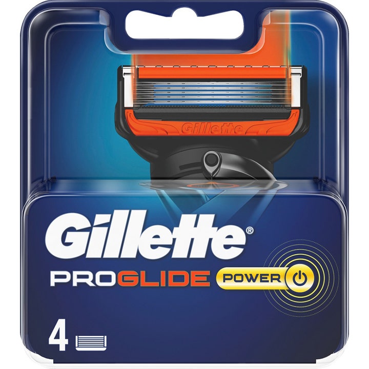 Gillette ProGlide Power 4 kpl partaterät antavat tarkan ajon oranssin ja sinisen sävyisessä pakkauksessa.