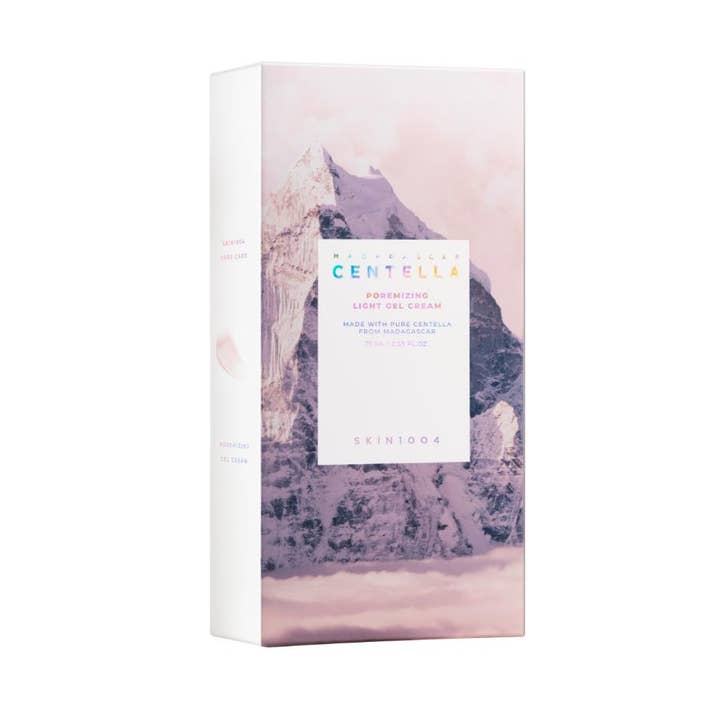 SKIN1004 Madagascar Centella Poremizing Light Gel Cream 75 ml geelivoide vaaleanpunaisessa vuoristokuvioisessa pakkauksessa
