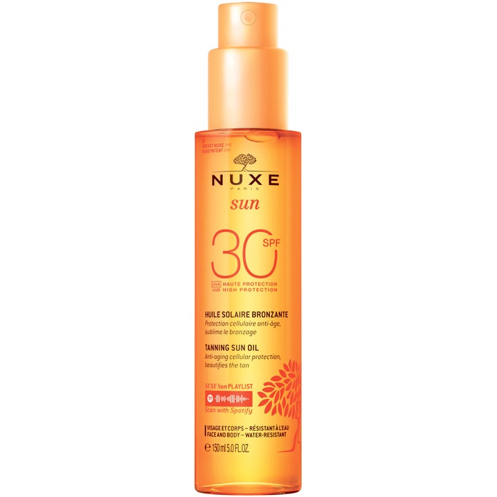 Nuxe Sun Tanning Sun Oil 150 ml rusketusta edistävä aurinkoöljy SPF 30 oranssissa suihkepullossa