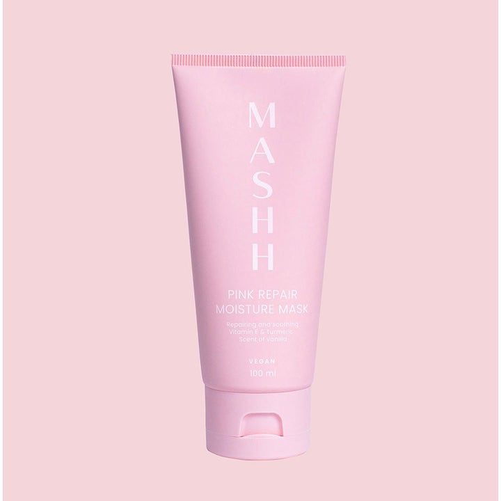 MASHH Pink Repair 100 ml kosteuttava kasvonaamio vaaleanpunaisessa tuubissa sisältää E-vitamiinia ja kurkumaa.