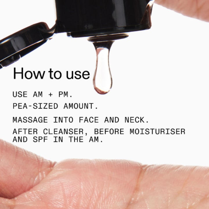 The INKEY List Collagen Peptide Serum 30 ml kiinteyttävä seerumi kirkas tippa ja How to use -käyttöohjeet.