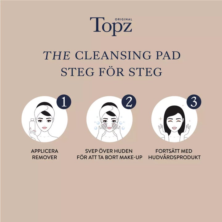 Topz Premium The Cleansing Pad 40 kpl ihonhoitoväline vaiheittainen opas meikinpoistoon ja ihon puhdistukseen