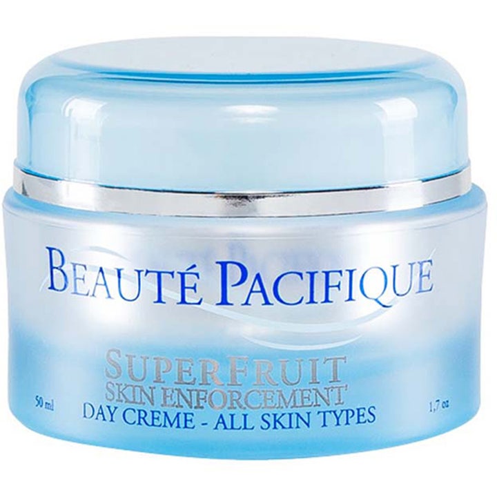 Beauté Pacifique SuperFruit Skin Enforcement 50 ml vahvistava päivävoide vaaleansinisessä purkissa hopeisella reunalla