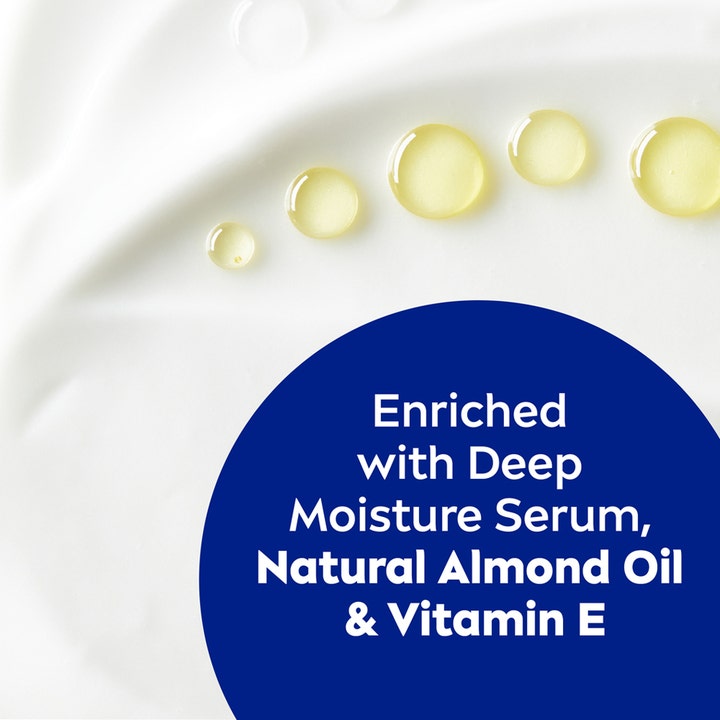 NIVEA Rich Nourishing Body Lotion 75 ml vartalovoide valkoinen voidepinta ja teksti Natural Almond Oil & Vitamin E