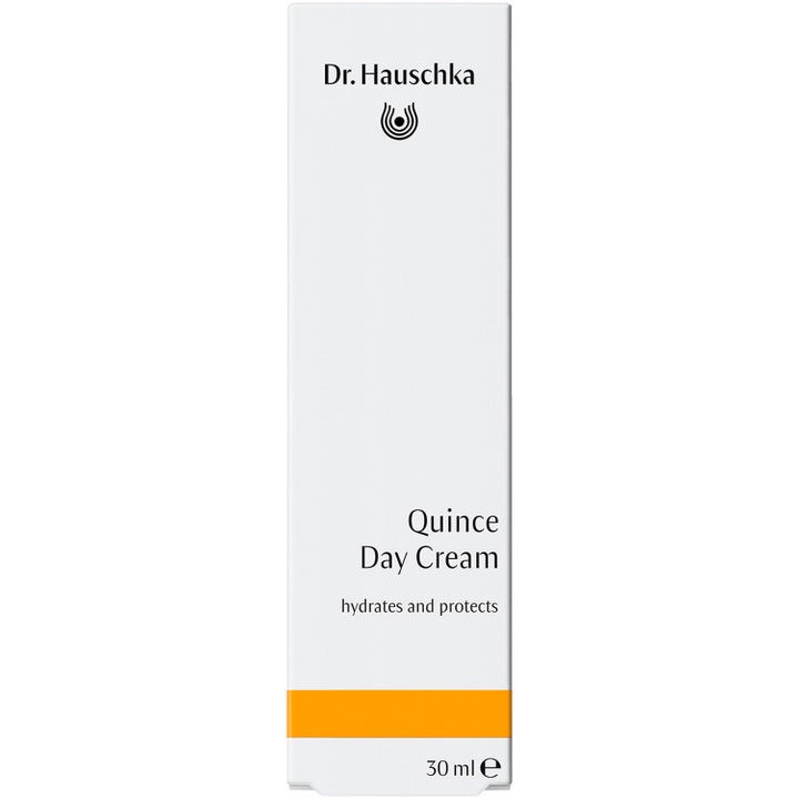 Dr. Hauschka Quince Day Cream 30 ml kosteuttava ja suojaava päivävoide valkoisessa oranssiraitaisessa pakkauksessa