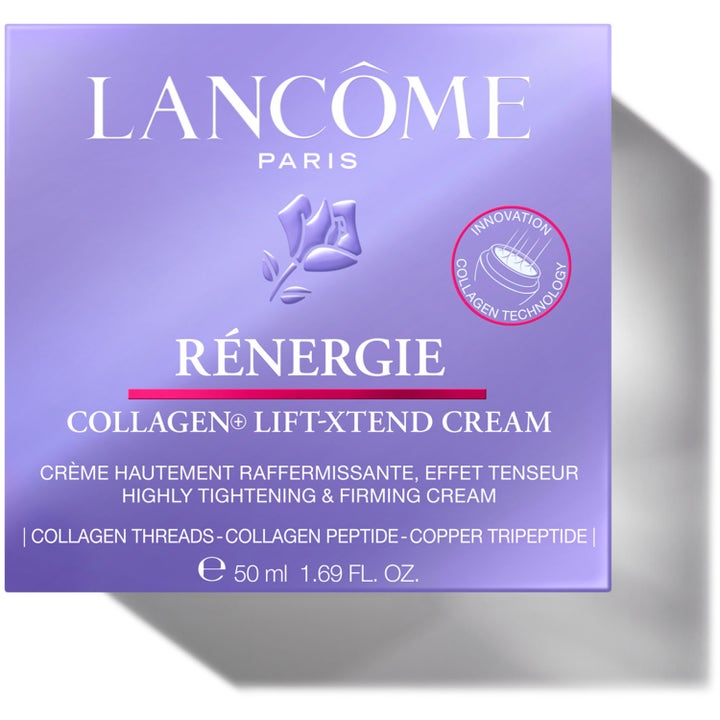 Lancôme Rénergie Collagen+ Lift-Xtend Cream 50 ml kiinteyttävä päivävoide liilassa ulkopakkauksessa.