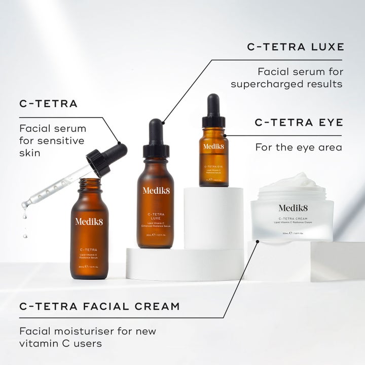Medik8 C-Tetra Eye 7 ml kirkastava C-vitamiini silmänympärysseerumi pienessä ruskeassa pipettipullossa