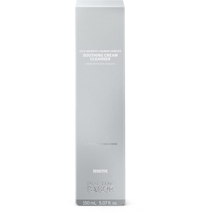 Babor Doctor Babor Soothing Cream Cleanser 150 ml rauhoittava puhdistusvoide hopeanharmaassa ulkopakkauksessa.