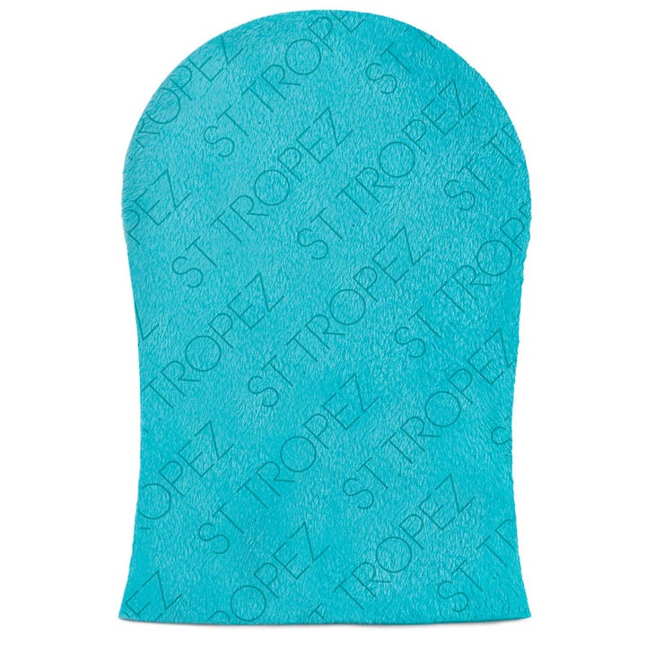 St. Tropez Tan Applicator Mitt 1 kpl levityskinnas tasaisen tuloksen saamiseksi on turkoosi ja pehmeäpintainen hansikas.