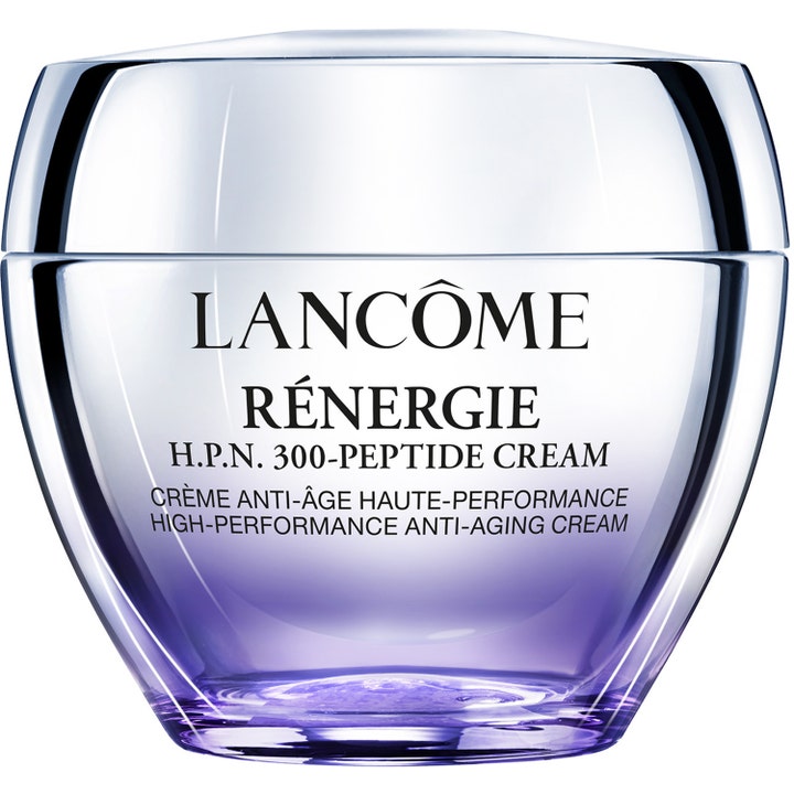 Lancôme Rénergie H.P.N. UVMUNE Cream 50 ml silottava päivävoide hopeisessa ja liilassa lasipurkissa.