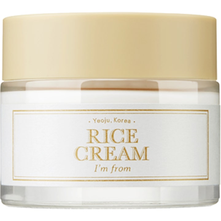 I'm from Rice Cream 50 g kirkastava kasvovoide lasipurkissa, jossa on tyylikäs kultainen korkki.