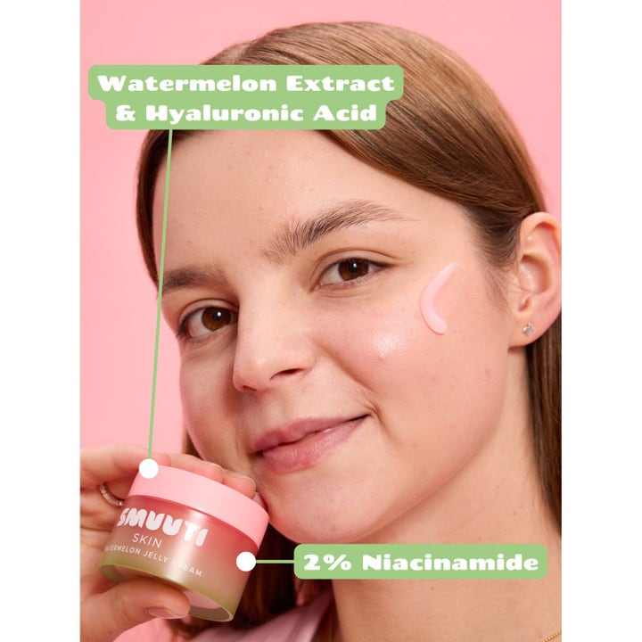 Smuuti Skin Watermelon Jelly Cream 50 ml kosteuttava kasvovoide niasiiniamidilla ja geelimäisellä koostumuksella.