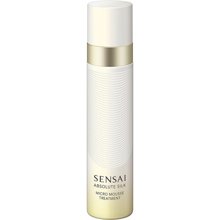 Sensai Absolute Silk Micro Mousse Treatment 90 ml kosteuttava hoitovaahto valkoisessa aaltokuvioidussa pullossa