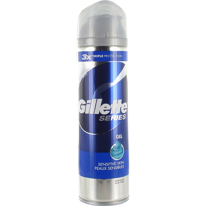 Gillette Series Sensitive Skin parranajogeeli herkkää ihoa suojaava aloe veraa sisältävä sininen metallipullo