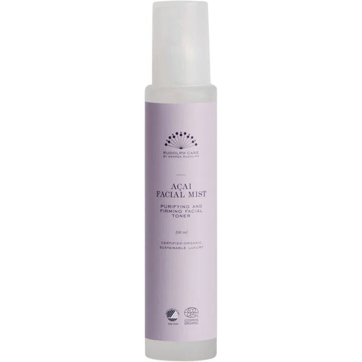 Rudolph Care Açai Facial Mist 100 ml puhdistava ja kiinteyttävä kasvovesi huurteisessa pullossa vaalealla etiketillä.