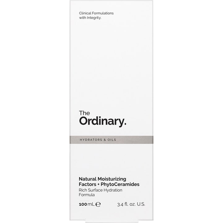 The Ordinary Natural Moisturizing Factors + PhytoCeramides 100 ml kosteuttava kasvovoide valkoisessa pahvipakkauksessa.