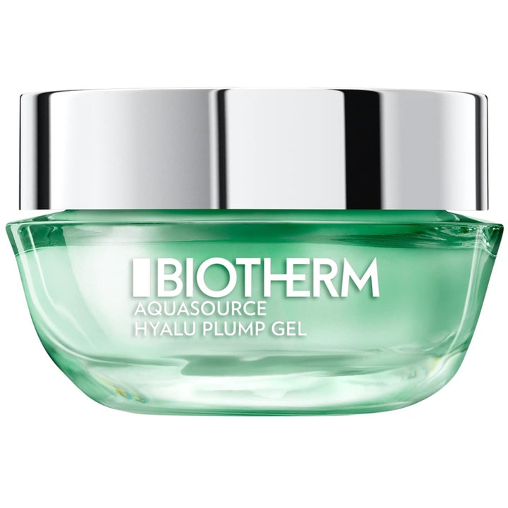 Biotherm Aquasource Hyalu Plump Gel 50 ml kosteuttava kasvovoide vihreässä lasipurkissa hopeisella korkilla