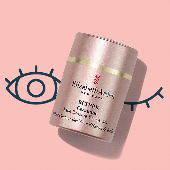 Elizabeth Arden Ceramide Retinol Eye Treatment 15 ml silmänympärysvoide vaaleanpunaisessa metallipakkauksessa.