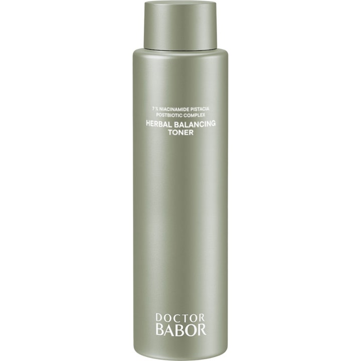 Doctor Babor Cleanformance Herbal Balancing Toner 200 ml tasapainottava kasvovesi vihreässä metallinhohtoisessa pullossa.