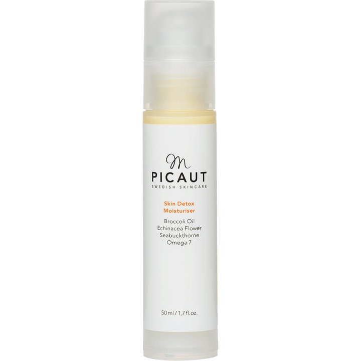 M Picaut Skin Detox Moisturiser 50 ml puhdistava kasvovoide valkoisessa pumppupullossa jossa on huurteinen korkki