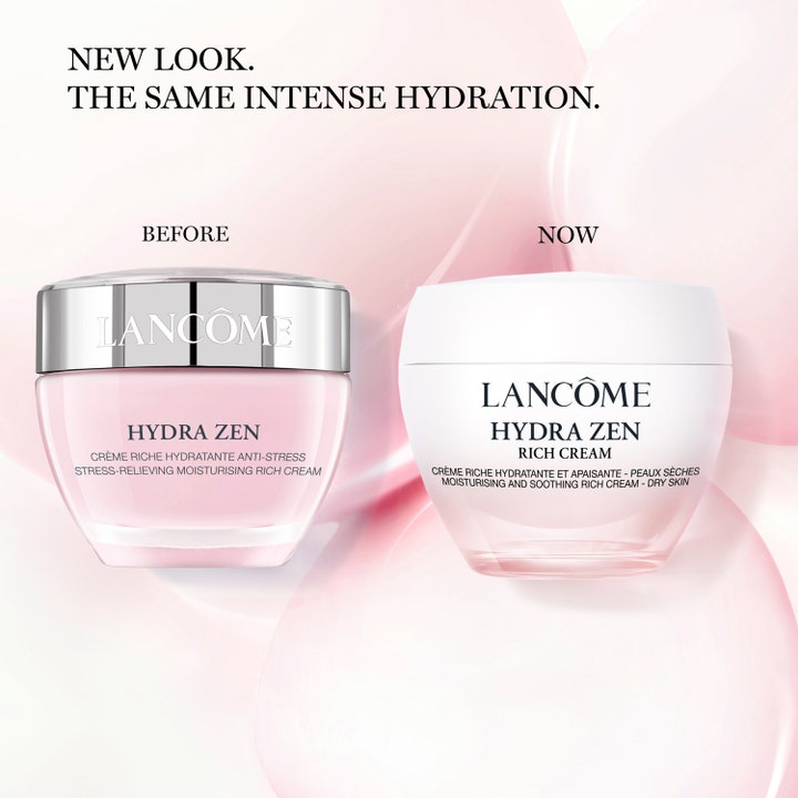 Lancôme Hydra Zen Rich Cream 50 ml kosteuttava päivävoide esittelee uuden valkoisen ja vanhan hopeisen purkin.