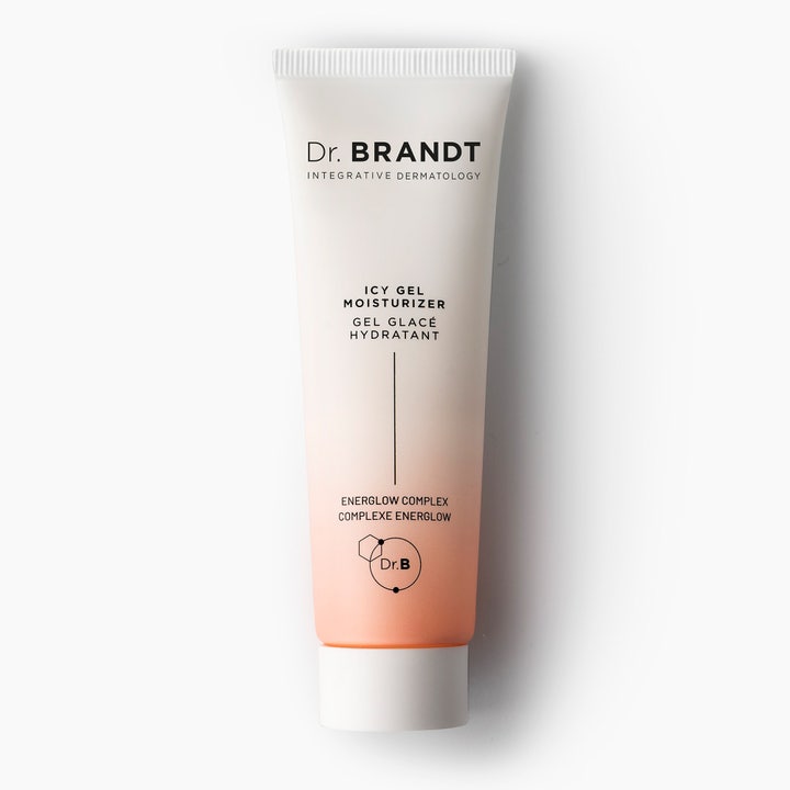 Dr. Brandt Icy Gel Moisturizer 50 ml heleyttävä geelivoide valkoisesta persikkaan liukuvassa tuubissa.