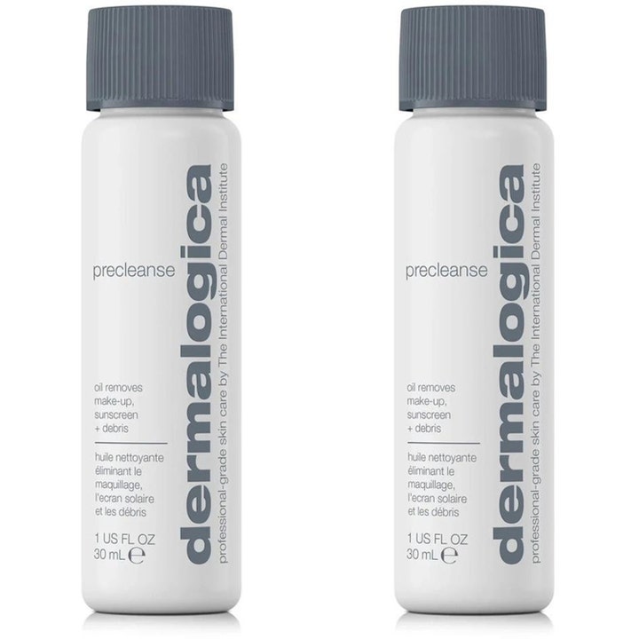 Dermalogica Precleanse 30 ml puhdistusöljy on valkoinen muovipullo, joka poistaa meikin ja epäpuhtaudet tehokkaasti.