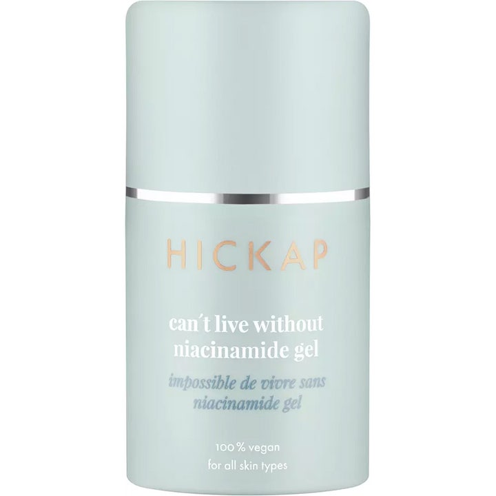 Hickap Can't Live Without Niacinamide Gel 50 ml tasapainottava kasvogeeli mintunvihreässä lieriöpullossa.