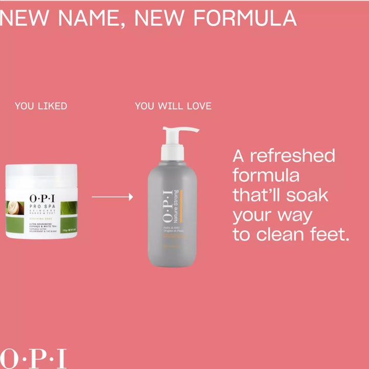 OPI Nature Strong Soften Up Pedi Soak 250 ml pehmentävä jalkakylpy harmaassa pumppupullossa uudella koostumuksella.