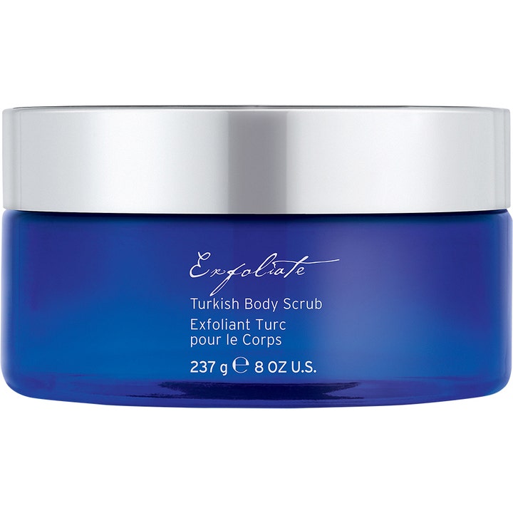 Kerstin Florian Turkish Body Scrub 237 g silottava vartalokuorinta tyylikkäässä sinisessä purkissa hopeisella kannella
