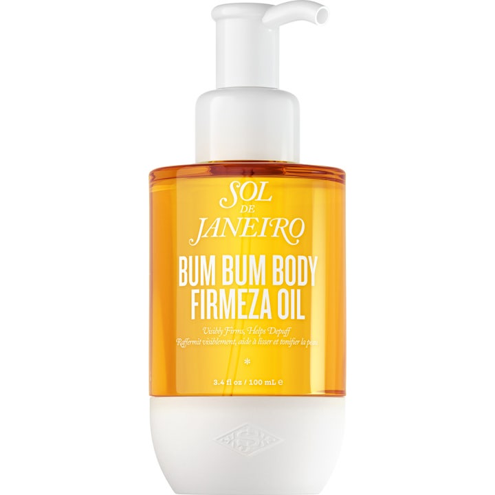 Sol de Janeiro Bum Bum Body Firmeza Oil 100 ml kiinteyttävä vartaloöljy keltaisessa pumppupullossa.