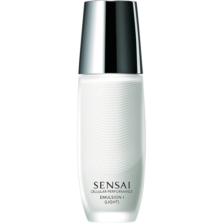 Sensai Cellular Performance Emulsion I Light 100 ml kosteuttava emulsio valkoisessa aaltokuvioidussa pullossa.