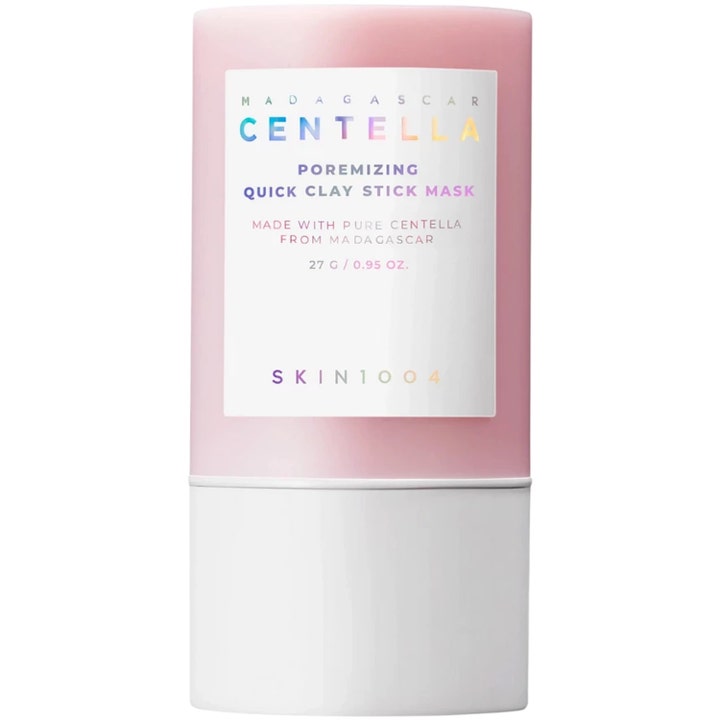 SKIN1004 Madagascar Centella Poremizing Quick Clay Stick Mask 27 g syväpuhdistava savinaamiopuikko vaaleanpunaisessa pakkauksessa