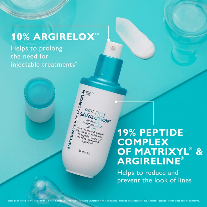 Peter Thomas Roth Peptide Skinjection 30 ml juonteita silottava peptidiseerumi 19 % peptidiyhdisteellä ja valkoista voidetta.