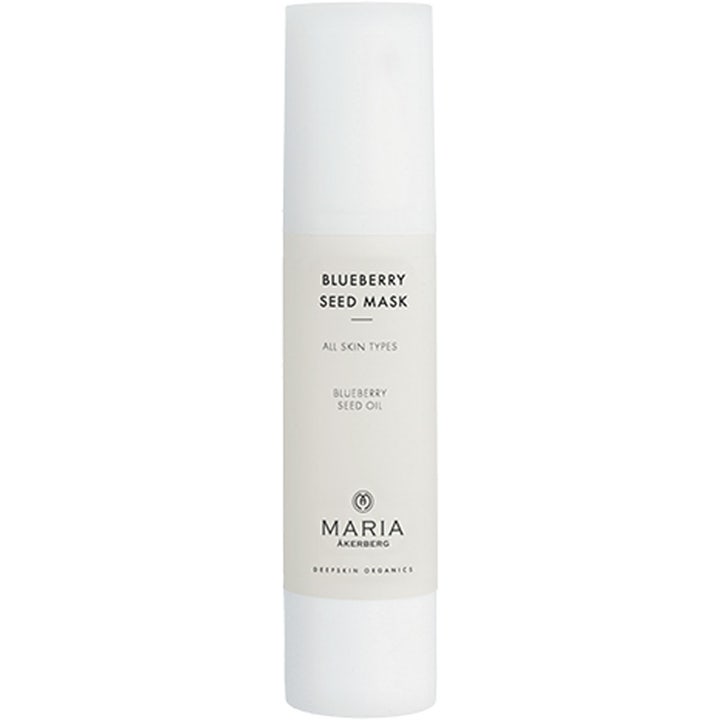 Maria Åkerberg Blueberry Seed Mask 50 ml vahvistava kasvonaamio tyylikkäässä valkoisessa pumppupullossa
