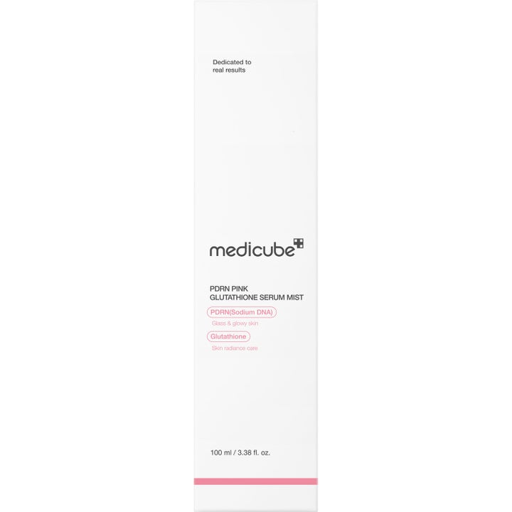 Medicube PDRN Pink Glutathione Serum Mist 100 ml heleyttävä seerumisuihke valkoisessa pahvipakkauksessa