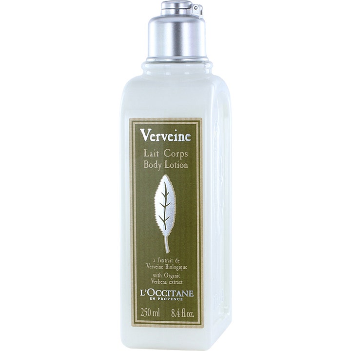 L'Occitane Verveine Body Lotion 250 ml kosteuttava vartalovoide kirkkaassa muovipullossa hopeisella korkilla.