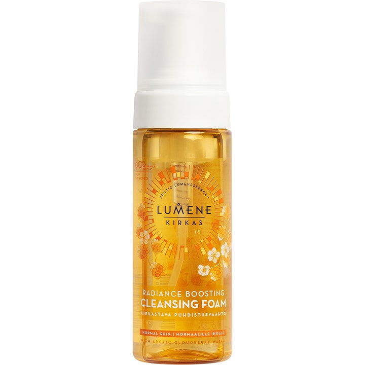 Lumene Kirkas Radiance Boosting Cleansing Foam 150 ml kirkastava puhdistusvaahto oranssissa pumppupullossa