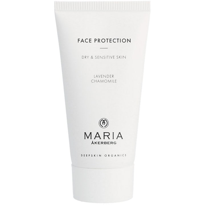 Maria Åkerberg Face Protection rauhoittava kasvovoide kuivalle iholle valkoisessa muovituubissa mustalla tekstillä