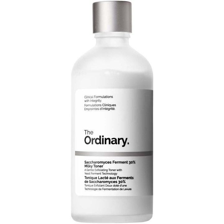 The Ordinary Saccharomyces Ferment 30% Milky Toner 100 ml kuoriva kasvovesi maitomaisessa muovipullossa.